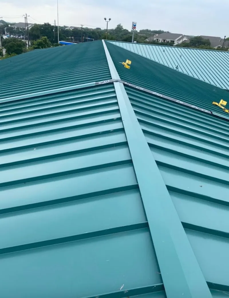 Green commercial metal roof ridge and valley for Metal Roof Repair in Silver Lakes